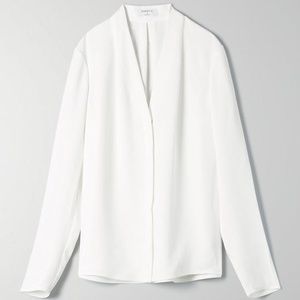 Babaton Power Blouse Long-sleeve, Matte-satin White Blouse Size XS